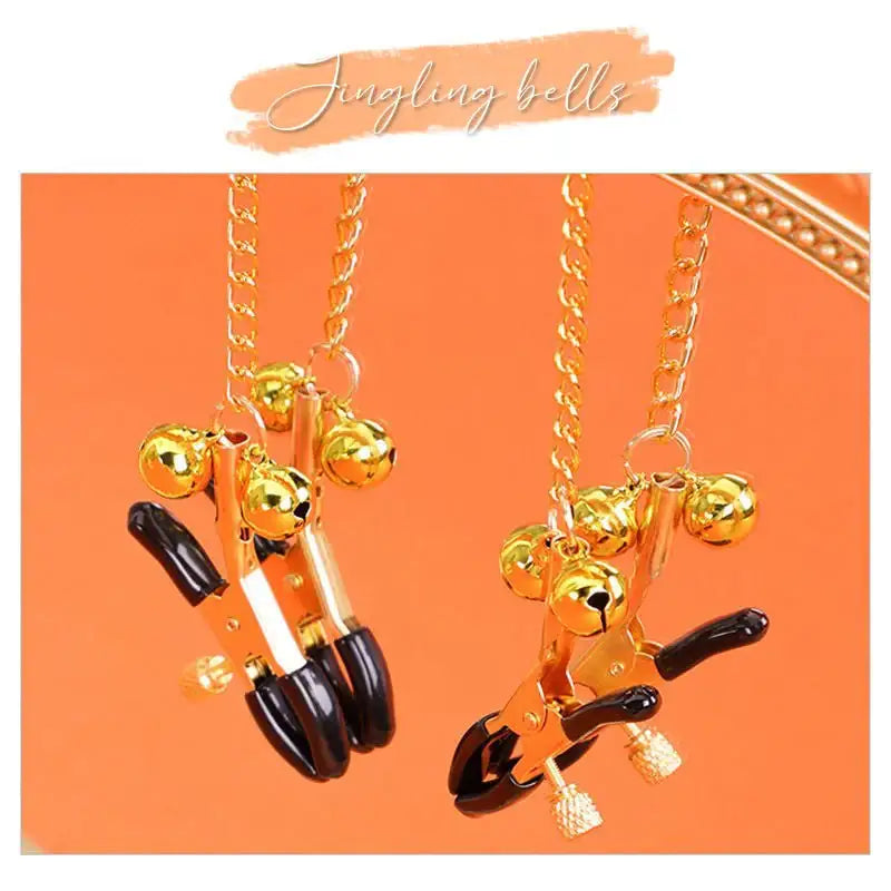 BDSM - Collar + Pacifier + Bell Nipple Clamps & Chains - Frisky Business Adult Sex Toys Shop