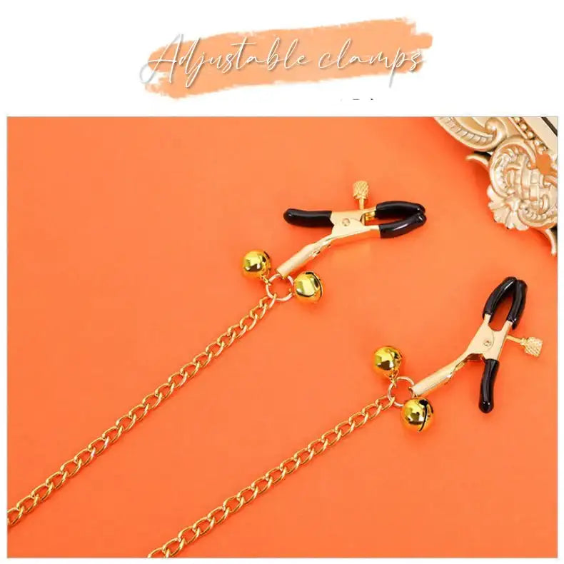 BDSM - Collar + Pacifier + Bell Nipple Clamps & Chains - Frisky Business Adult Sex Toys Shop