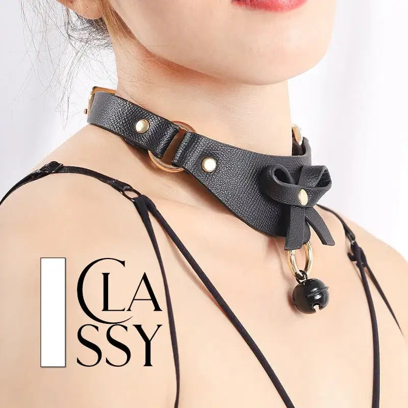 BDSM - Leather Cat Bell Collar - Frisky Business Adult Sex Toys Shop