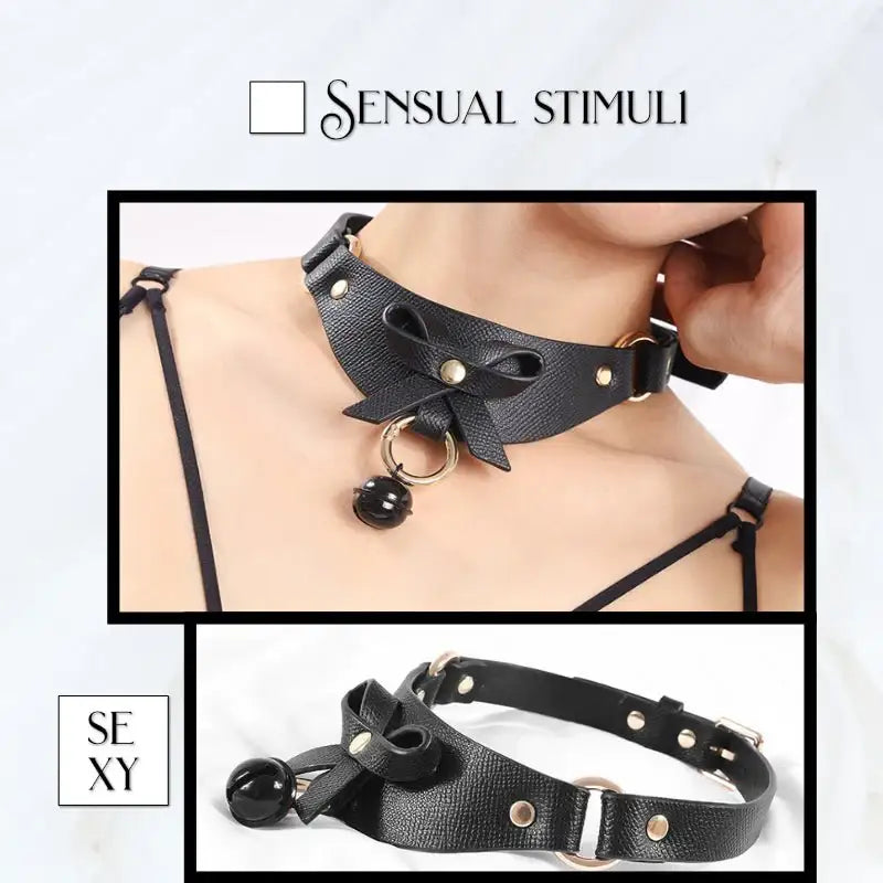 BDSM - Leather Cat Bell Collar - Frisky Business Adult Sex Toys Shop