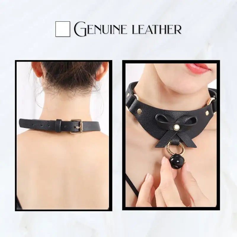 BDSM - Leather Cat Bell Collar - Frisky Business Adult Sex Toys Shop