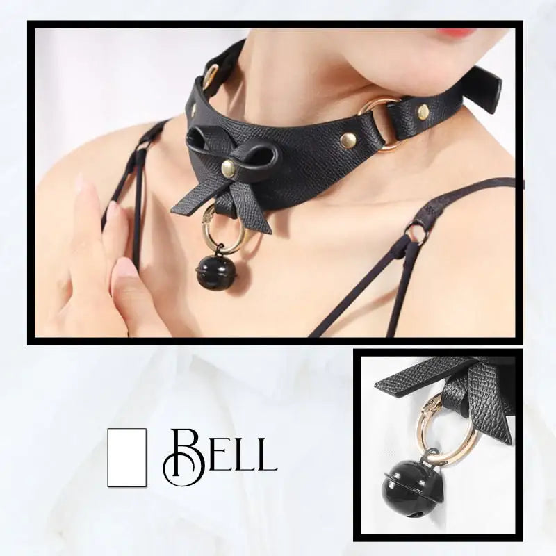 BDSM - Leather Cat Bell Collar - Frisky Business Adult Sex Toys Shop
