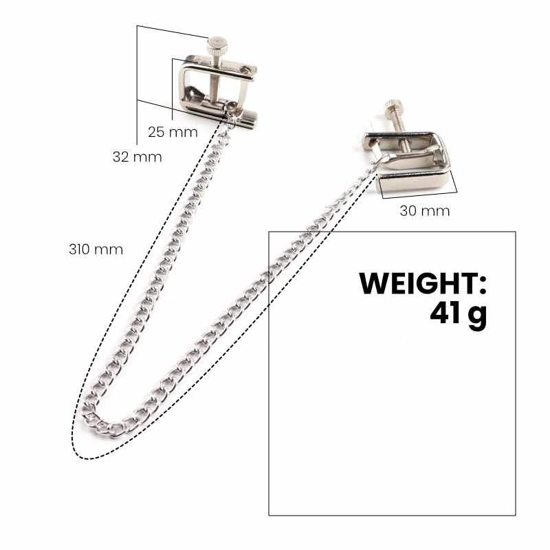 BDSM - Sexy Non-Piercing Adjustable Nipple Clamps & Chains - Frisky Business Adult Sex Toys Shop