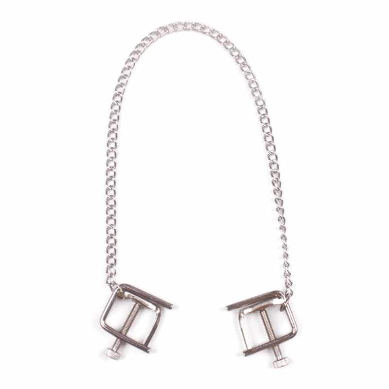 BDSM - Sexy Non-Piercing Adjustable Nipple Clamps & Chains - Frisky Business Adult Sex Toys Shop