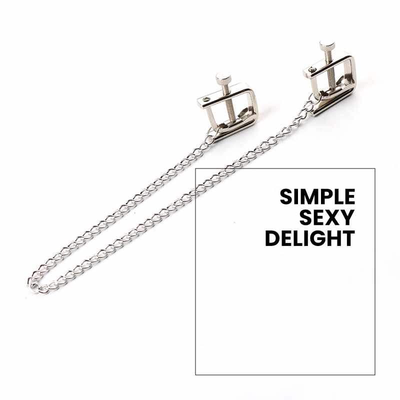 BDSM - Sexy Non-Piercing Adjustable Nipple Clamps & Chains - Frisky Business Adult Sex Toys Shop
