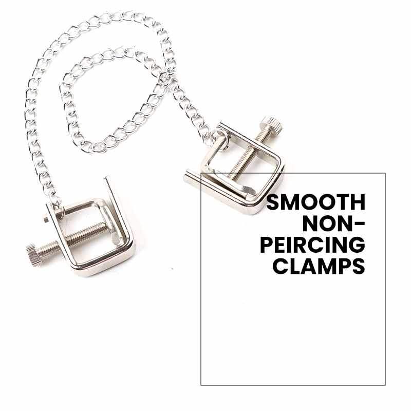 BDSM - Sexy Non-Piercing Adjustable Nipple Clamps & Chains - Frisky Business Adult Sex Toys Shop
