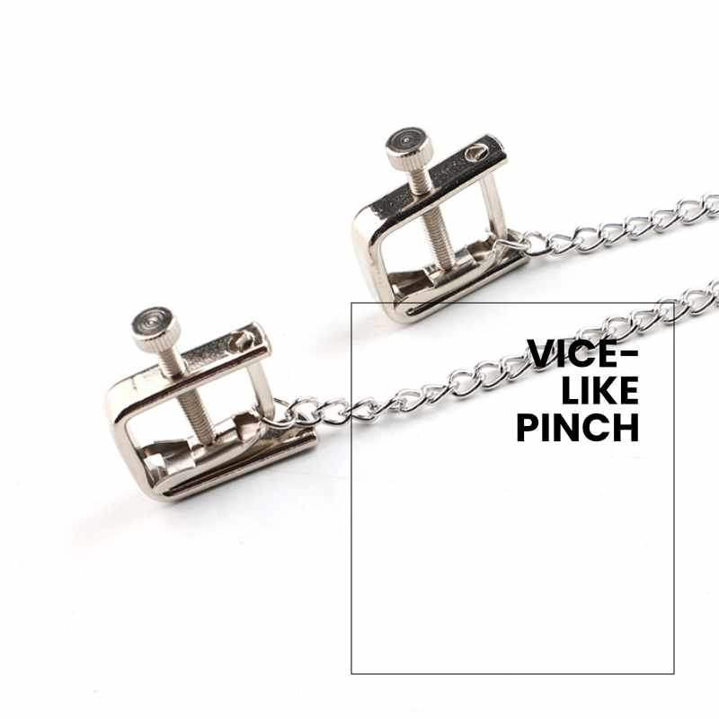 BDSM - Sexy Non-Piercing Adjustable Nipple Clamps & Chains - Frisky Business Adult Sex Toys Shop