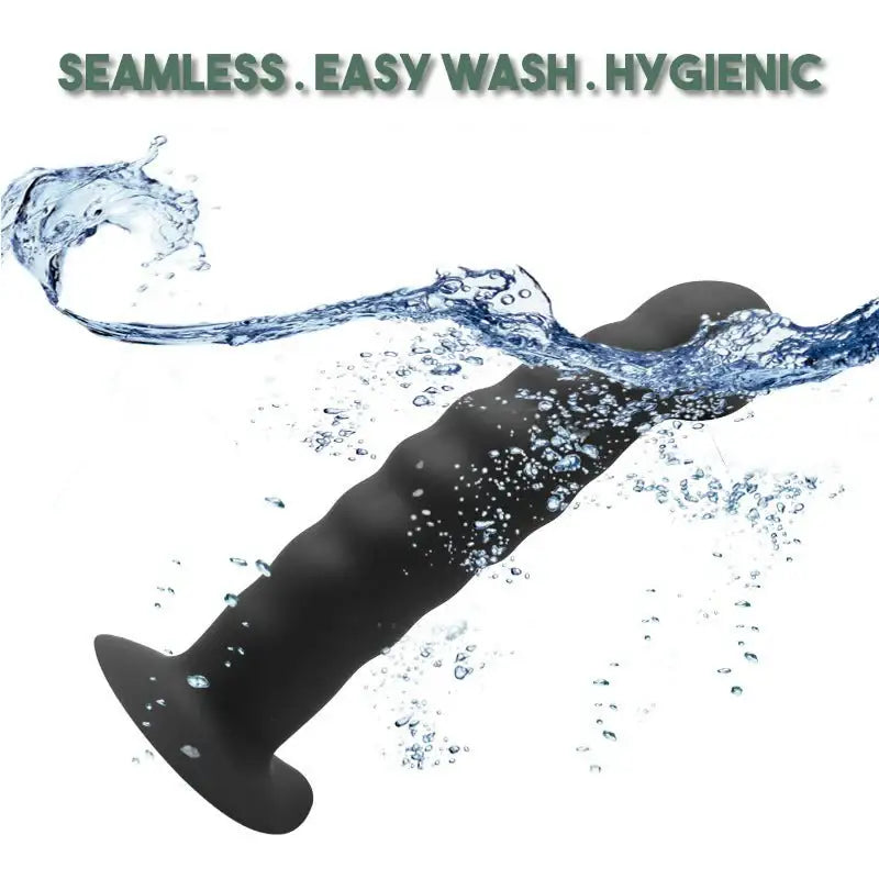 Black Ribbed Dildo - Frisky Business Adult Sex Toys Shop