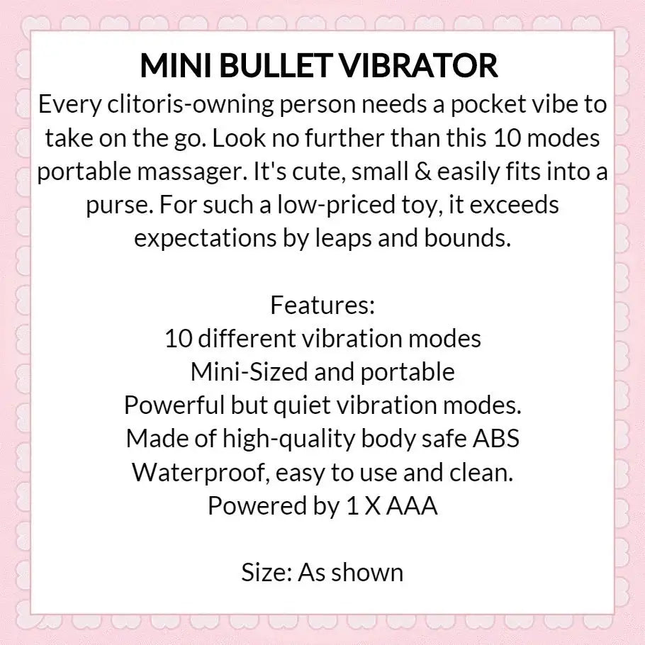 Bullet Vibrator - 10 Modes - Frisky Business Adult Sex Toys Shop