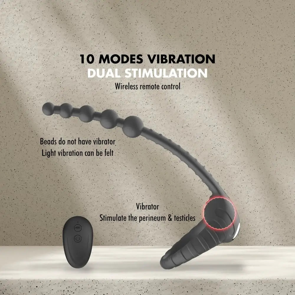 DuoVibe - Vibrating Cock Ring + Anal Beads - Frisky Business Adult Sex Toys Shop