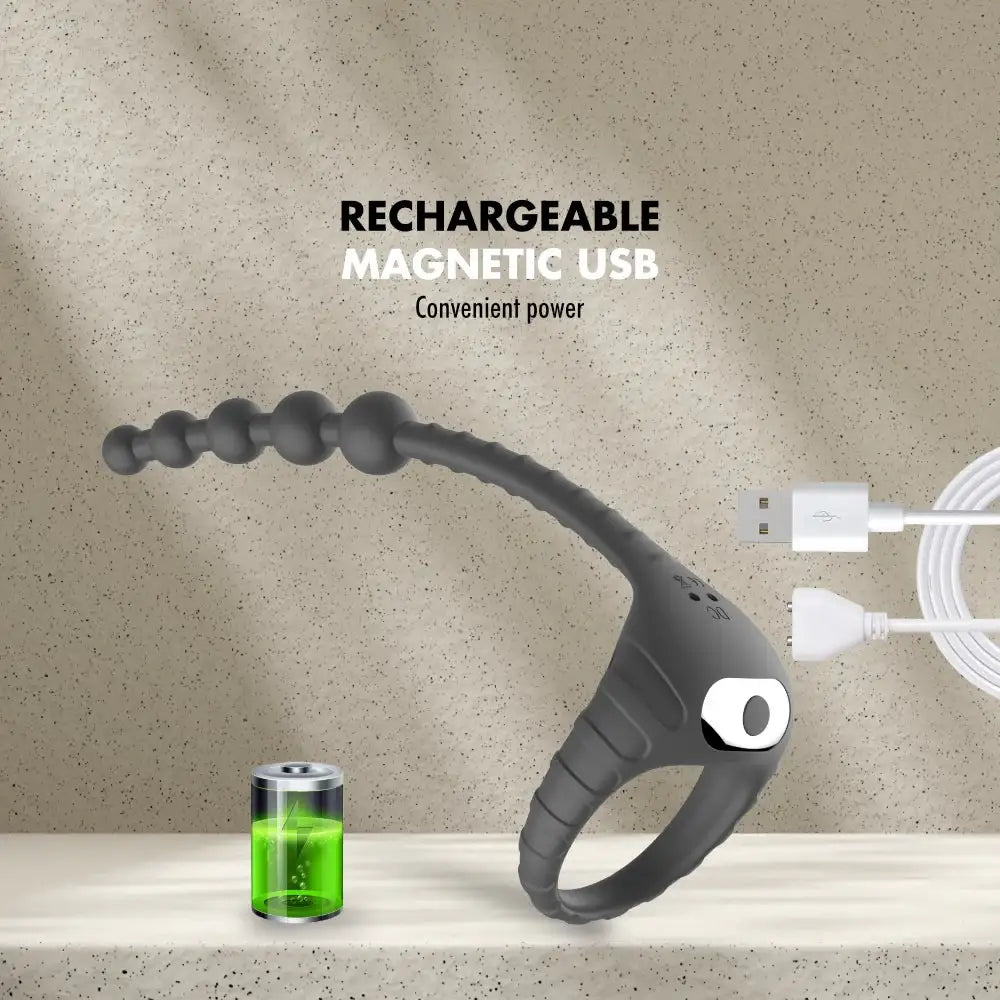DuoVibe - Vibrating Cock Ring + Anal Beads - Frisky Business Adult Sex Toys Shop