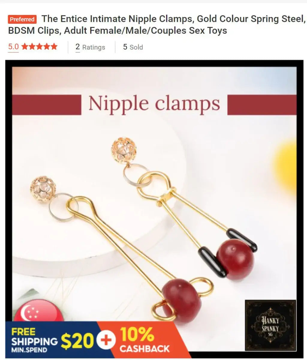 Entice - Intimate Nipple Clamps - Frisky Business Adult Sex Toys Shop