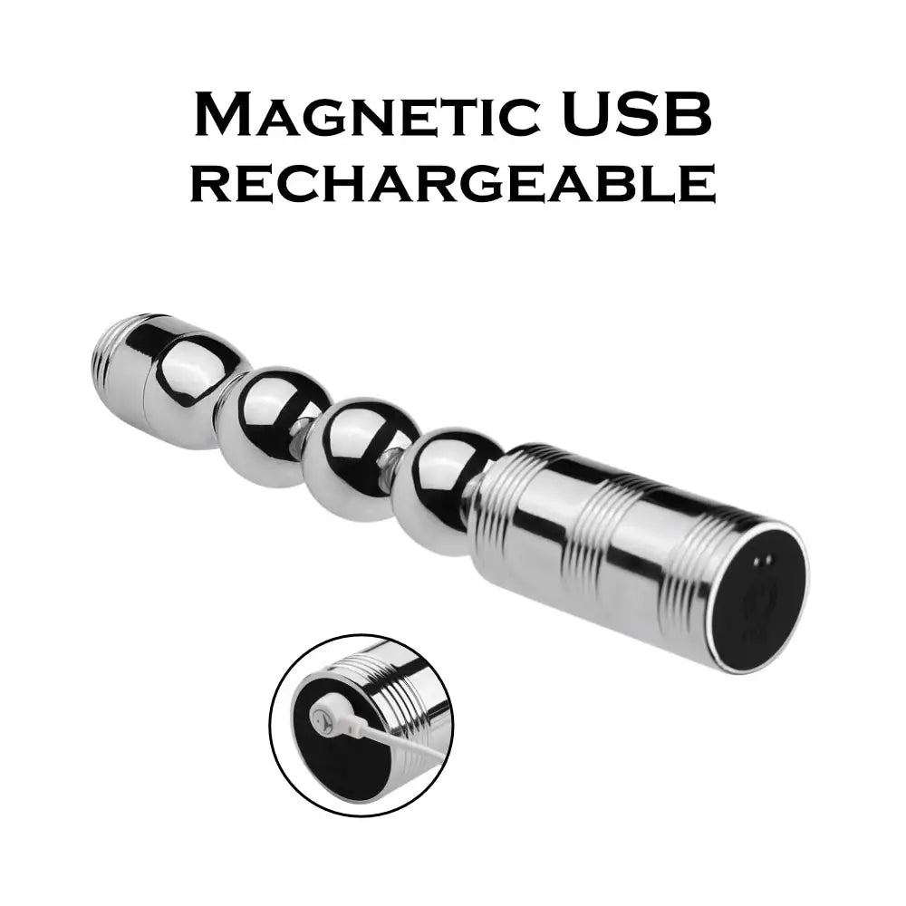 FERRO - Stainless Steel Rechargeable splash proof Vibrator (Silver) - Frisky Business Adult Sex Toys Shop