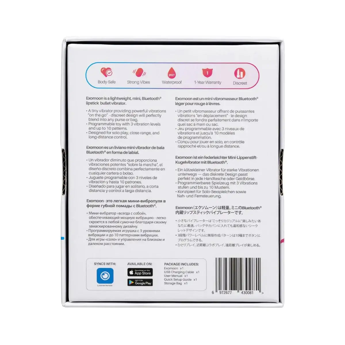 Lovense Exomoon app interface remote control vibration patterns Bluetooth connection Singapore