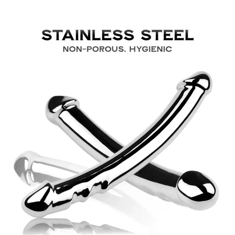 Oscar and Dildo - Stainless Steel Stroker - Frisky Business Adult Sex Toys Shop