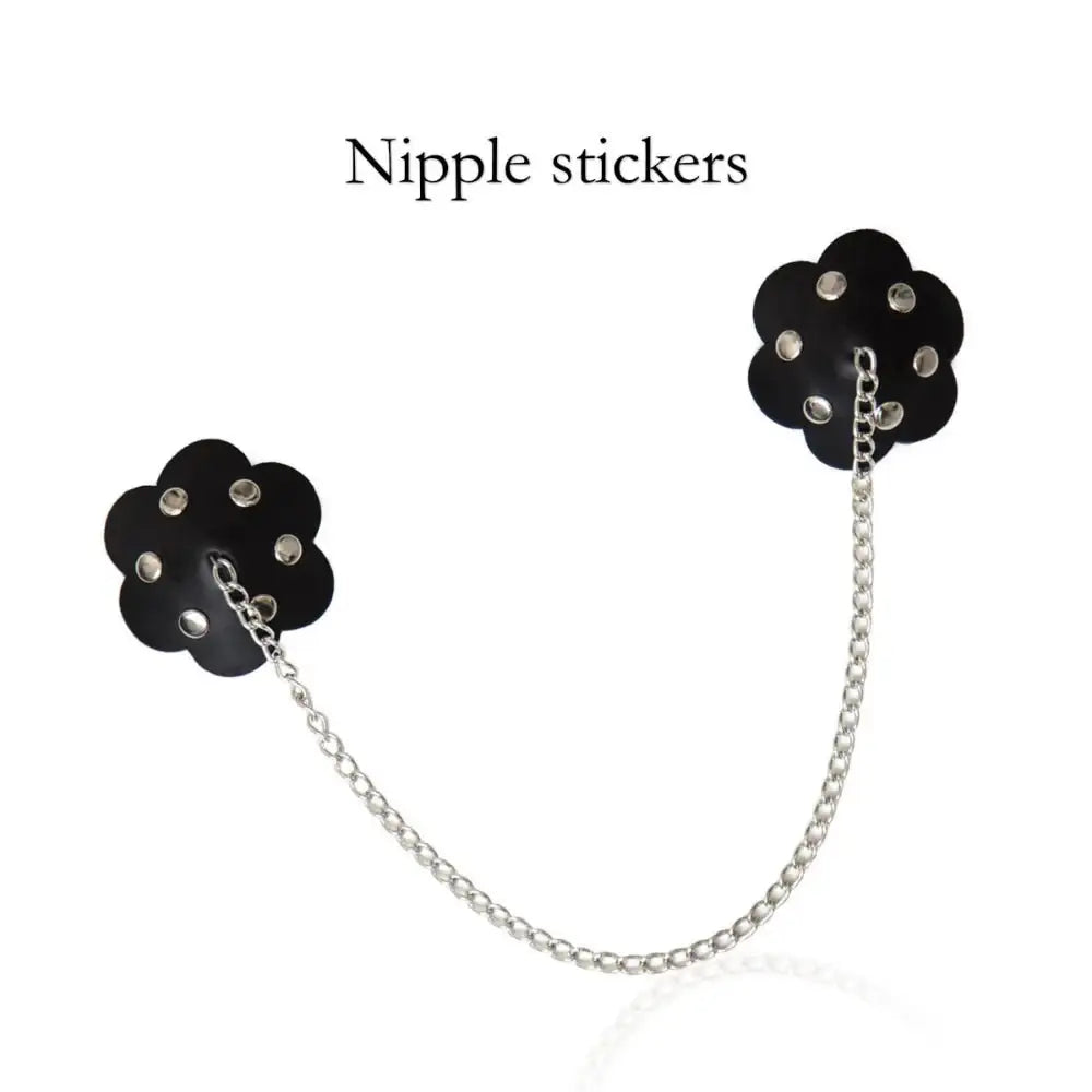 Peek-a-Boo – Nipple Pasties Sticker with Chain - Frisky Business Adult Sex Toys Shop