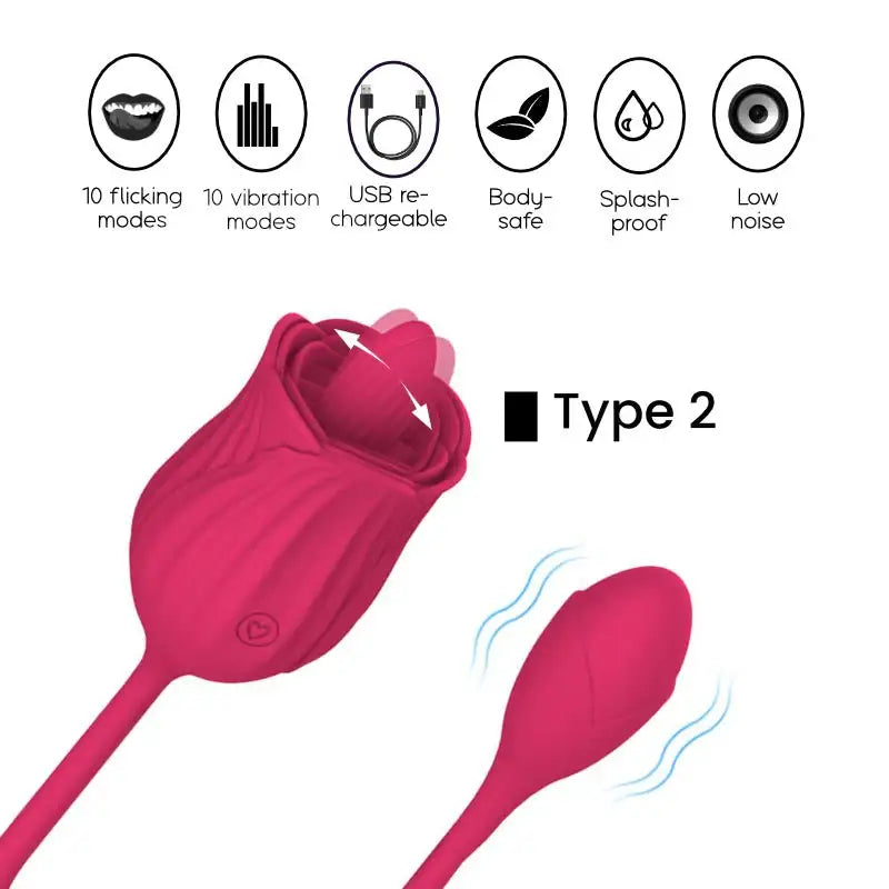Rose - 2 in 1 Clitoris Stimulator - Frisky Business Adult Sex Toys Shop