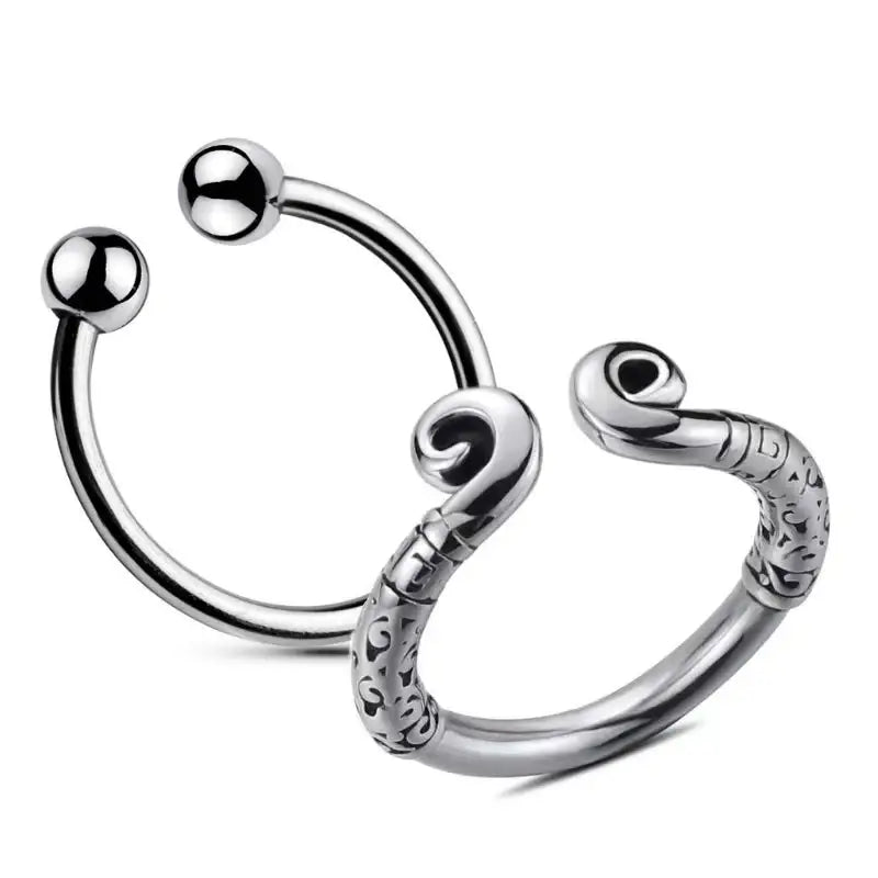 Stainless Steel Beaded C-Shaped Penis Ring - Frisky Business Adult Sex Toys Shop