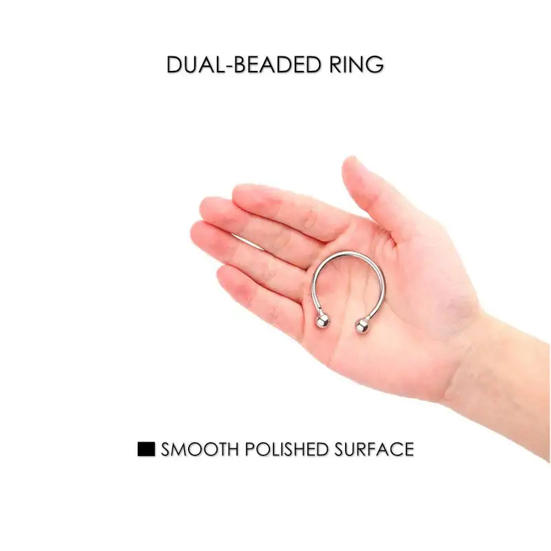Stainless Steel Beaded C-Shaped Penis Ring - Frisky Business Adult Sex Toys Shop