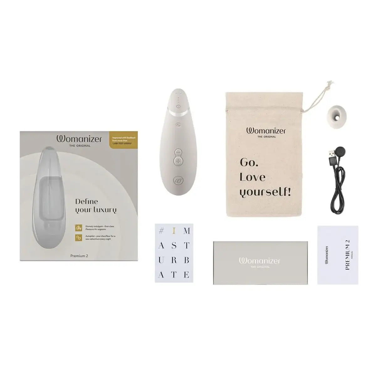 Womanizer Premium 2 Warm Grey USB Rechargeable App Controlled Personal Massager Elegant Design Singapore