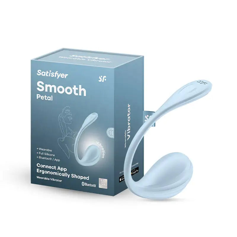 Satisfyer Smooth Petal Connect App Light Blue Compact Design Soft Silicone Personal Massager Rechargeable Adult Toy Singapore