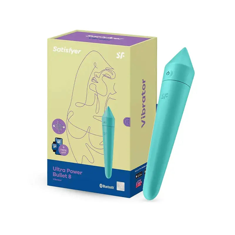 Satisfyer Ultra Power Bullet 8 Connect App Turquoise Compact Design Soft Silicone Personal Massager Rechargeable Adult Toy Singapore