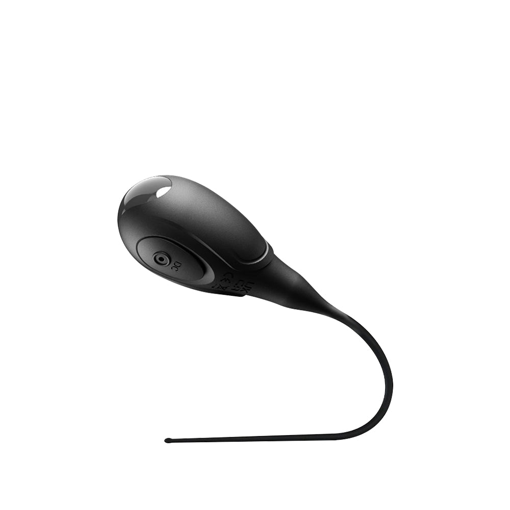 Axis One APP-controlled urethral vibrator in black with slim, flexible insertion tip.