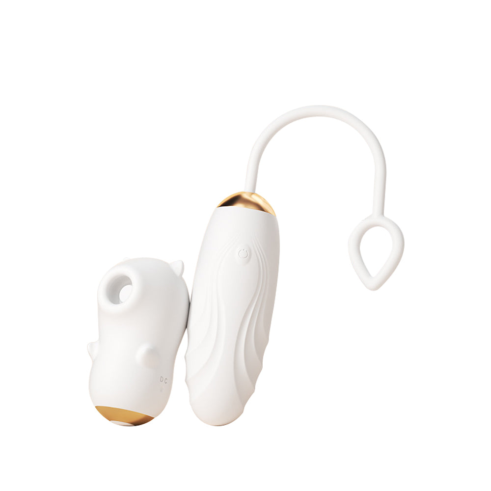DooDoo Duo - APP Control 1+1 Wireless Thrusting Egg Vibrator with Suction Vibrator Set