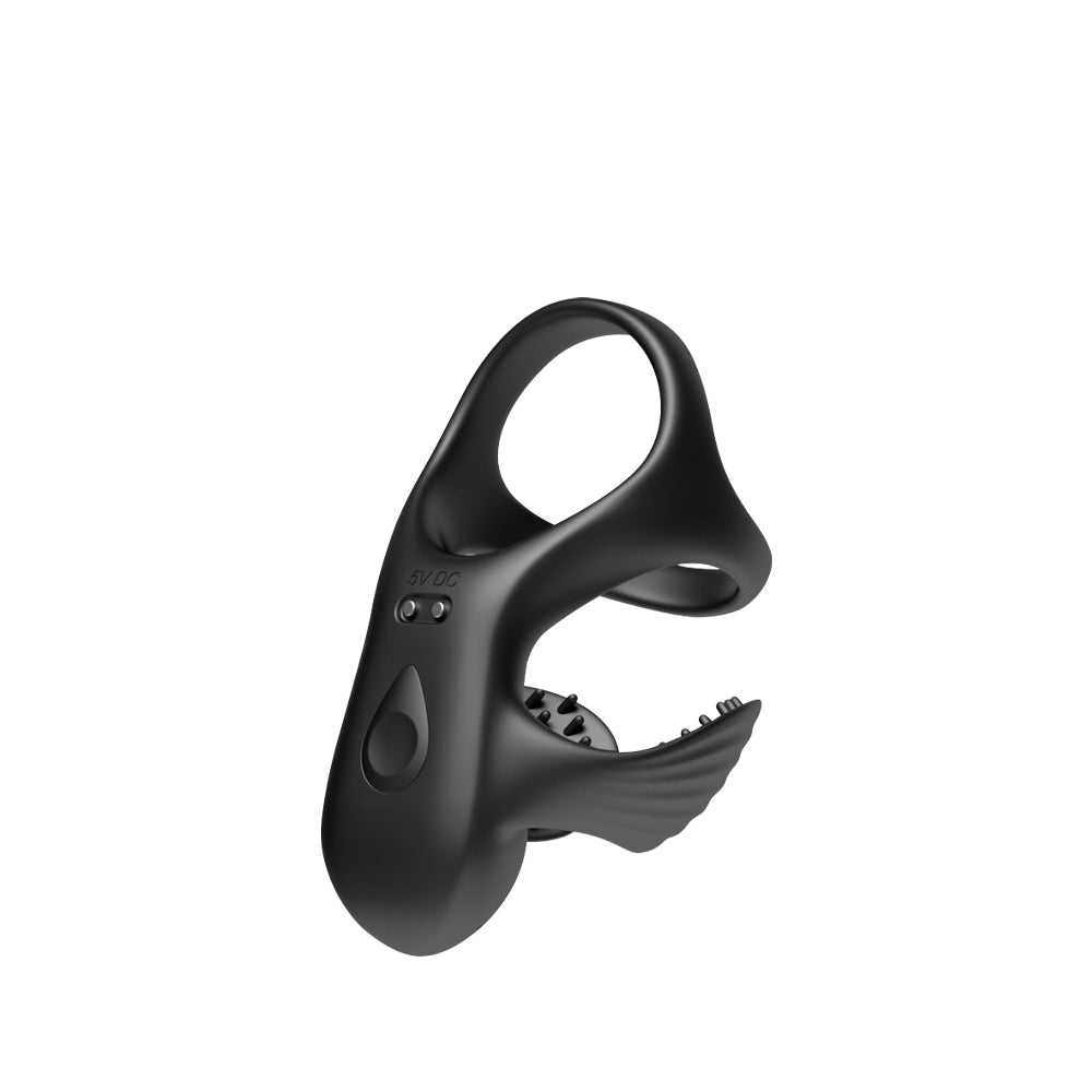 Sleek black Draven vibrating cock ring and scrotum massager with ergonomic design