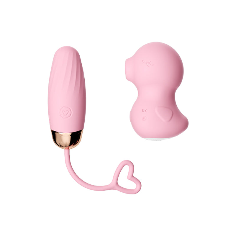 Ducky Duo - APP Control 1+1 Wireless Egg Vibrator with Suction Vibrator Set