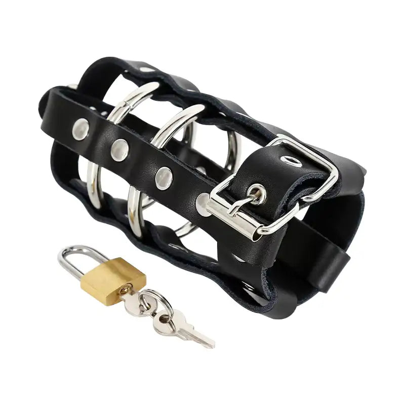 Ebon Hold - Male Leather Chastity Cage - Frisky Business Adult Sex Toys Shop