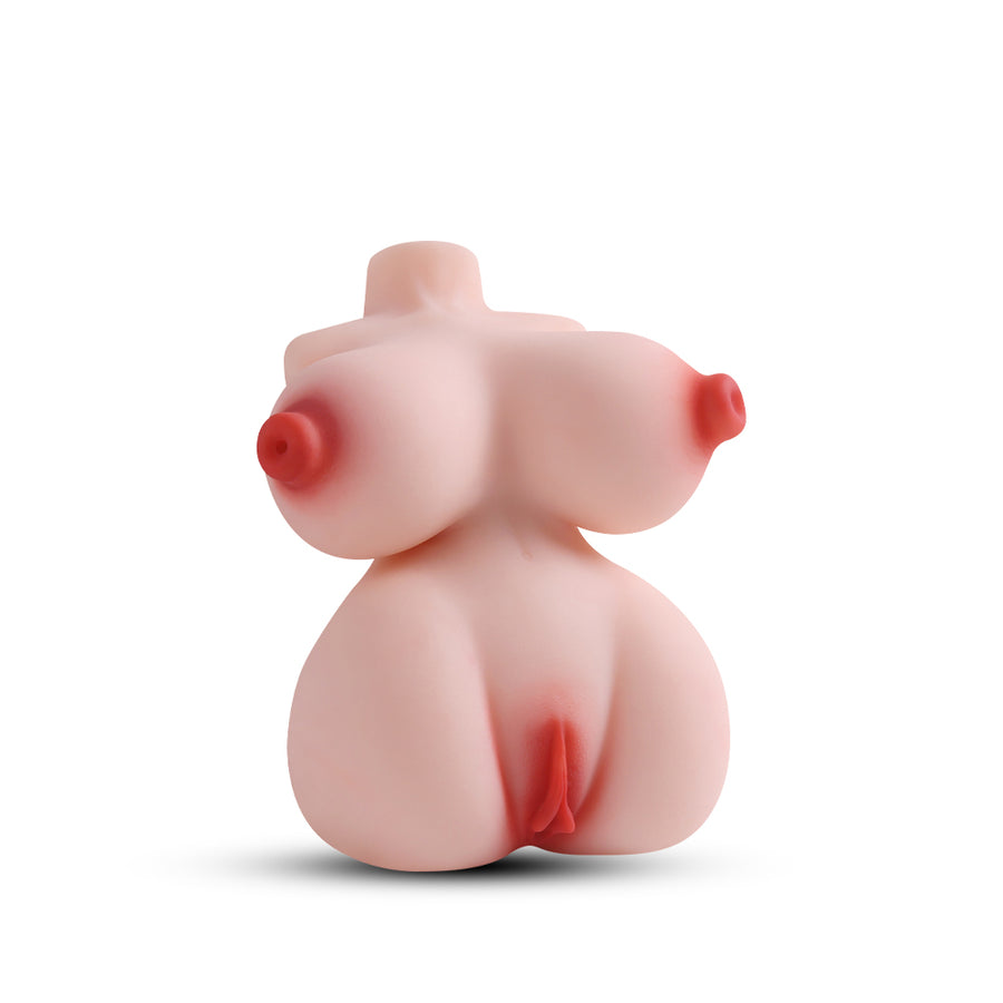Realistic skin tone male masturbator torso with dual breasts and openings