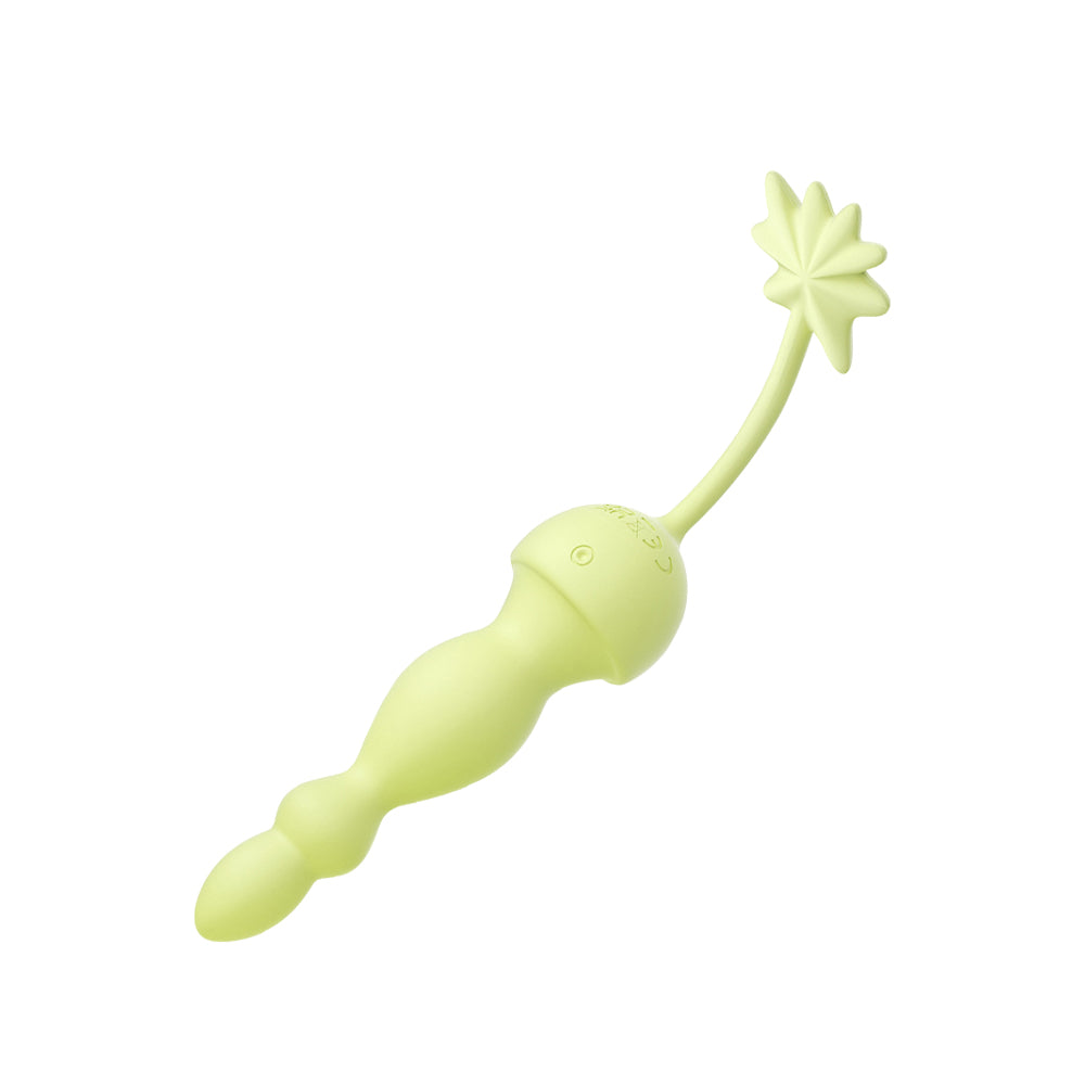 Soft silicone curved pleasure wand with textured tip and flexible ergonomic design