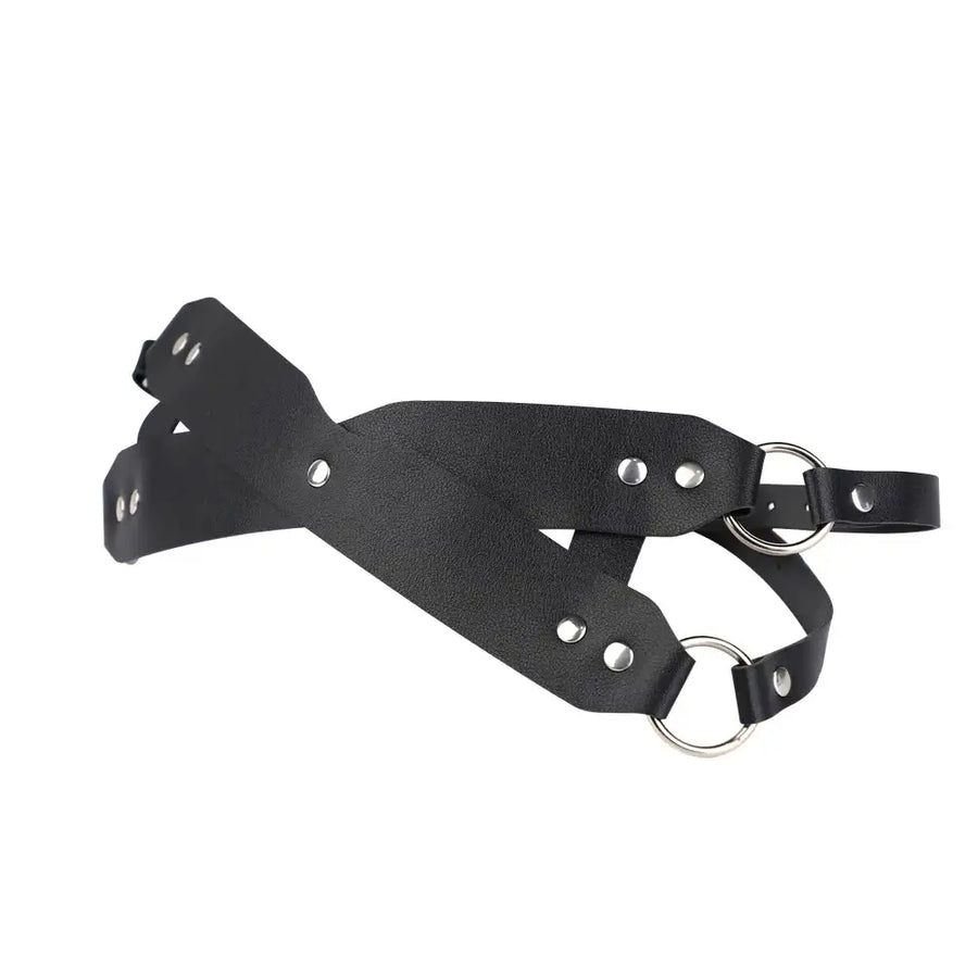 Lustful Darkness – BDSM PU Leather Cross Blindfold Mask - Frisky Business Adult Sex Toys Shop
