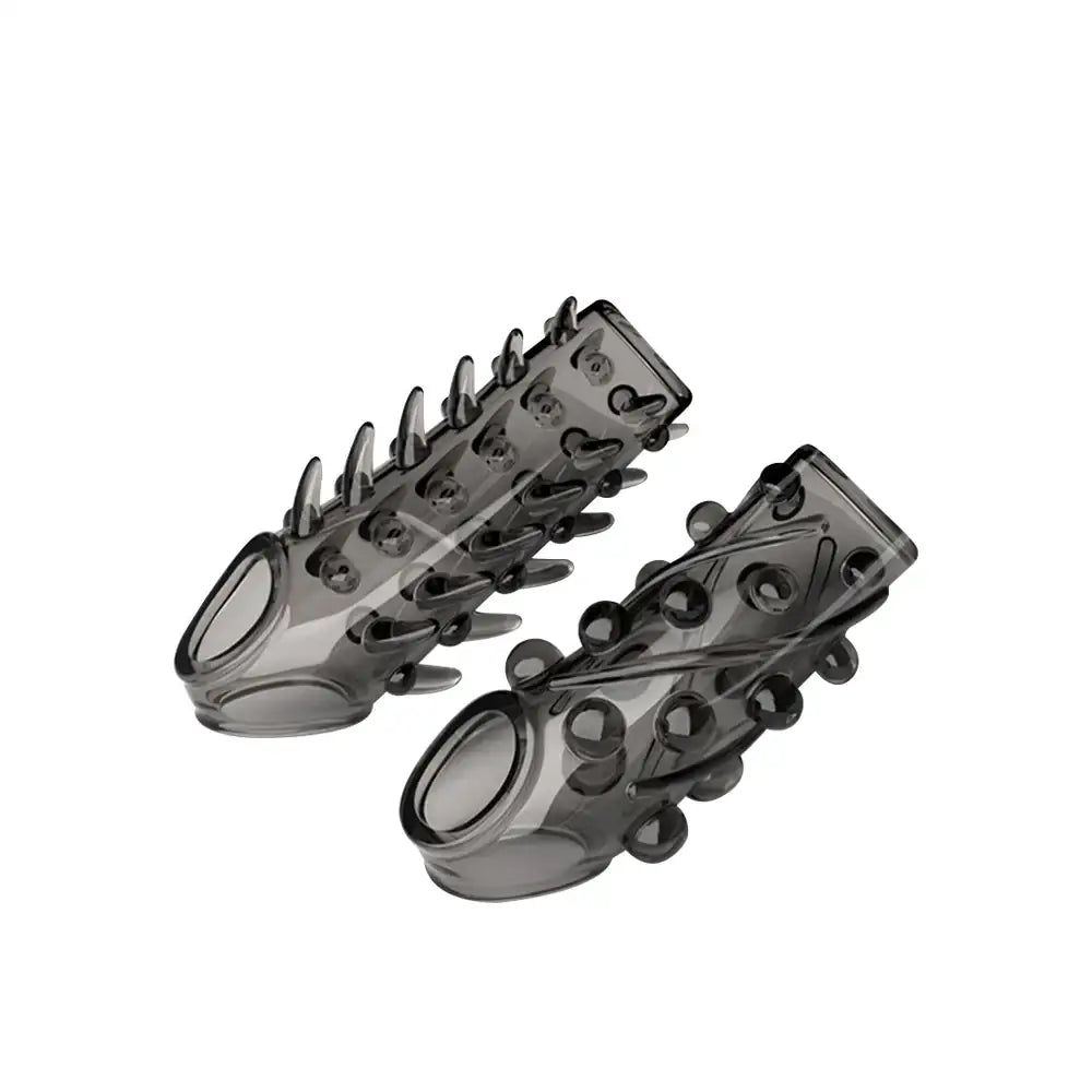 Midnight Twins - Set of 2 Black Transparent Penis Sleeve - Frisky Business Adult Sex Toys Shop