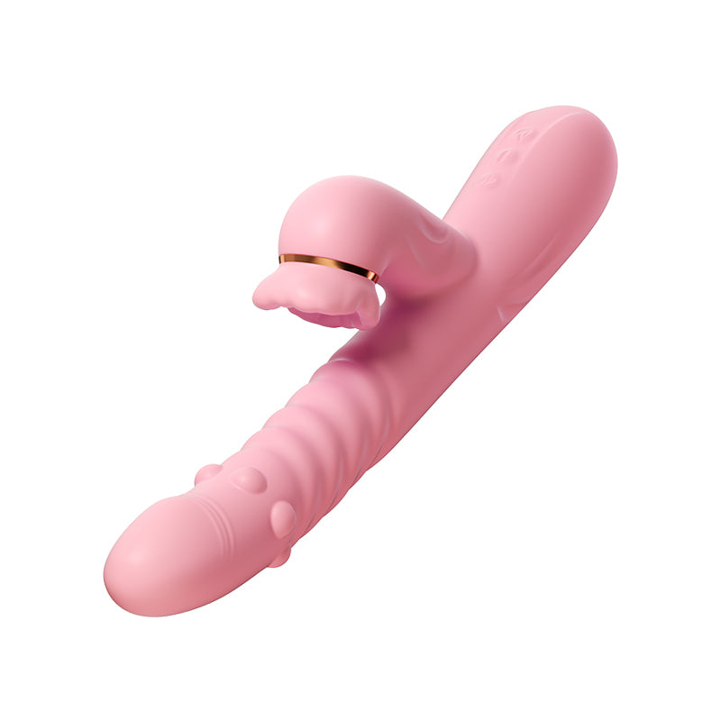 Pink Indulge - Thrusting Dual Vibrator with Suction