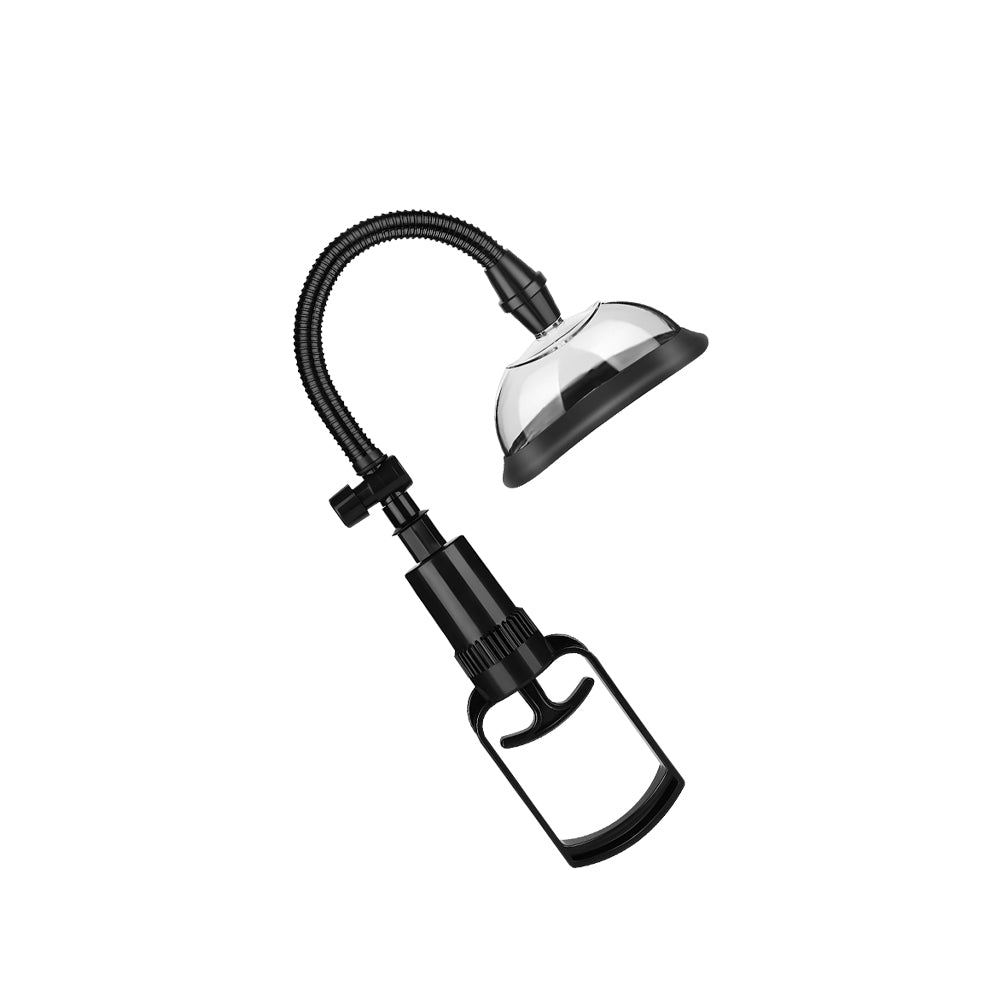 Complete Pump Lush suction set with manual handle, clear cup, and black connector hose on white background.