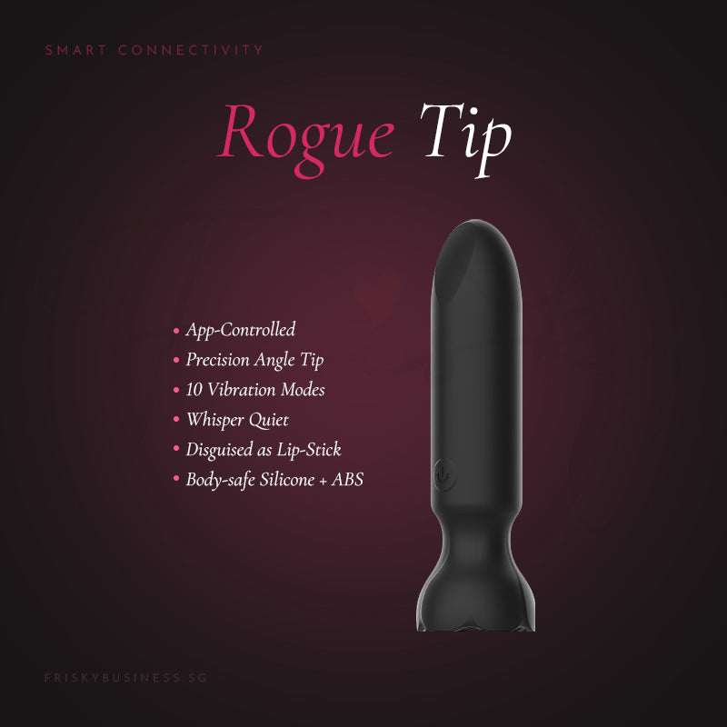 Bullet vibrator feature graphic highlighting tapered tip and ergonomic design