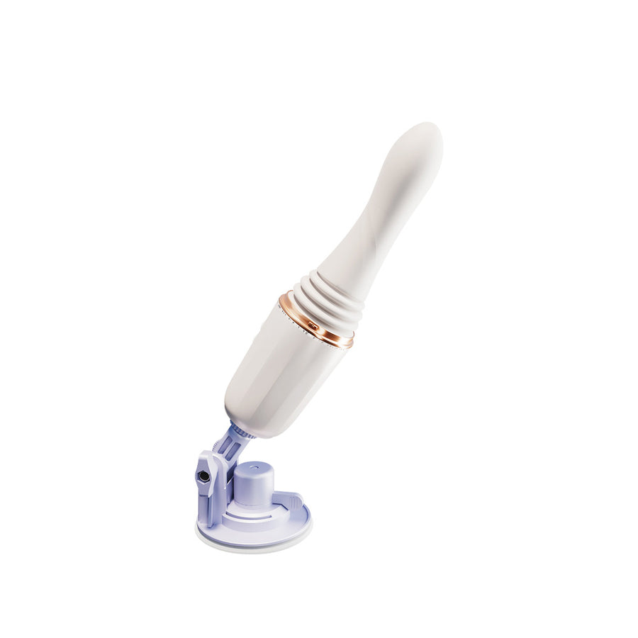 Sweet Motion mini sex machine with suction base, angled for hands-free use