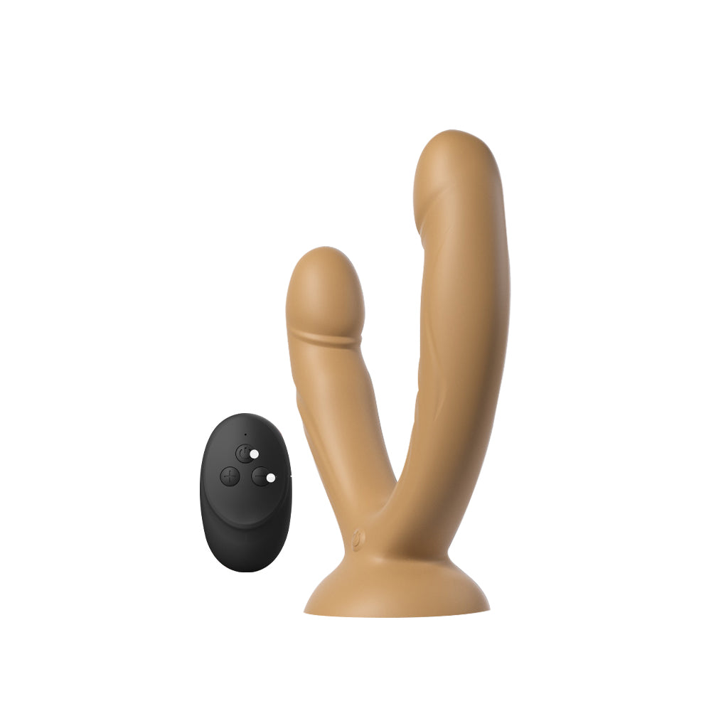 TwinTease - Dual Dildo Vibrator With Suction Cup and Remote Control, Female Rechargeable Sex Toys