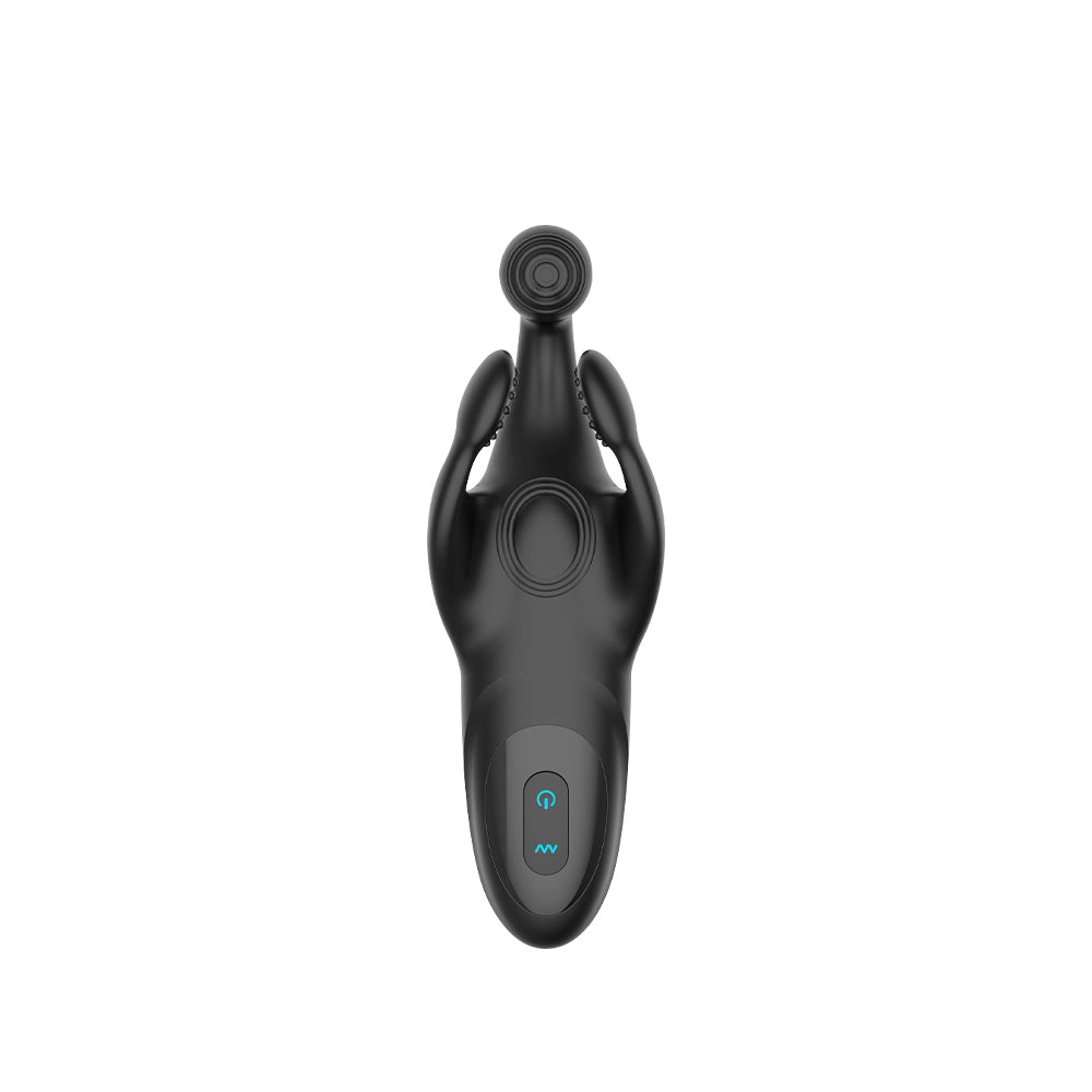Front view of black Zillark massager vibrator showing sleek ergonomic body and power button.