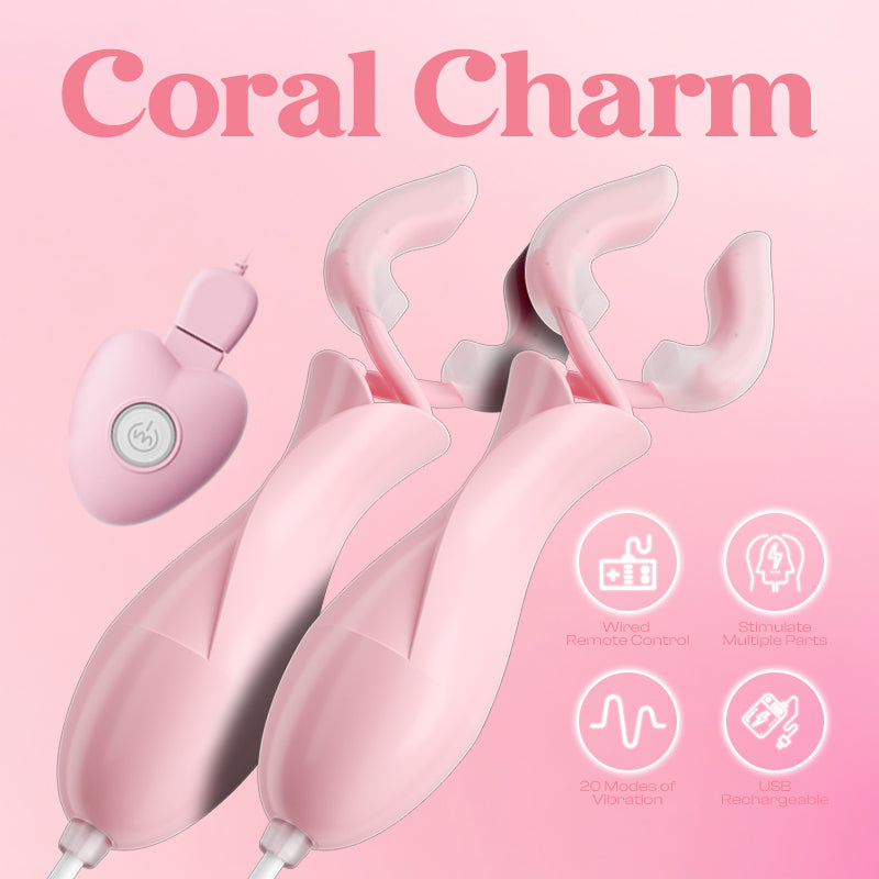 Coral Charm - Wired Vibrating Nipple Clamps