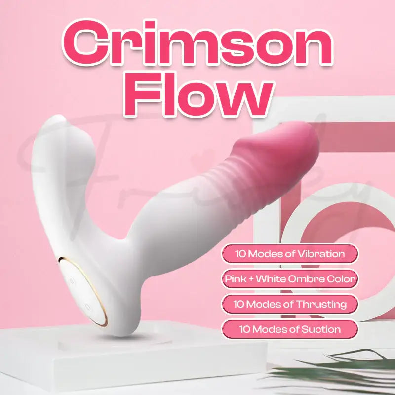 Crimson Flow – Female APP Control Ombre Wearable Thrusting + Suction Vibrator - Frisky Business Adult Sex Toys Shop