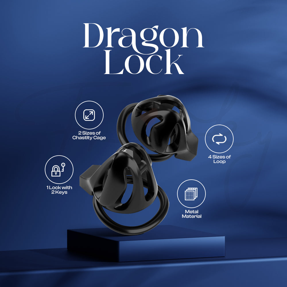 Dragon Lock metal chastity cage showcasing its elegant design and polished finish
