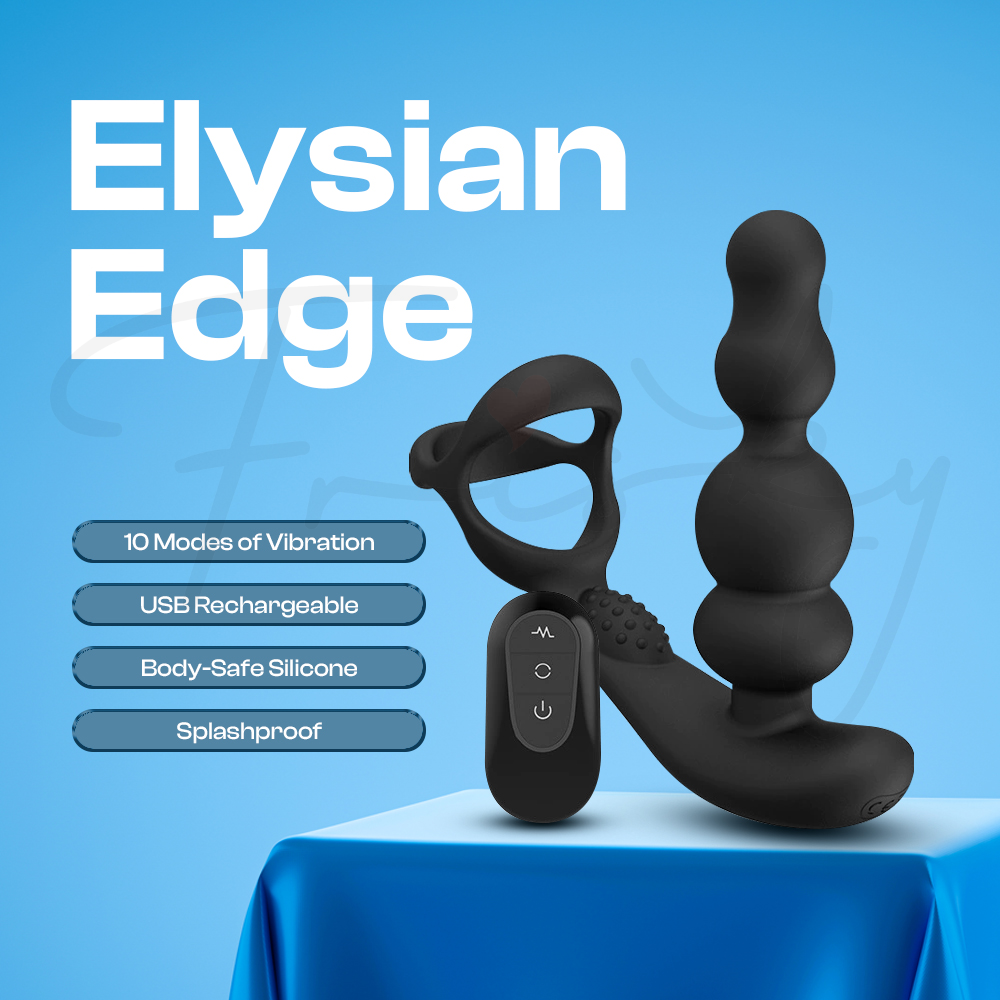 Elysian Edge - Remote Control Vibrating Prostate Massager with Cock Ring, Adult Male Rechargeable Sex Toys