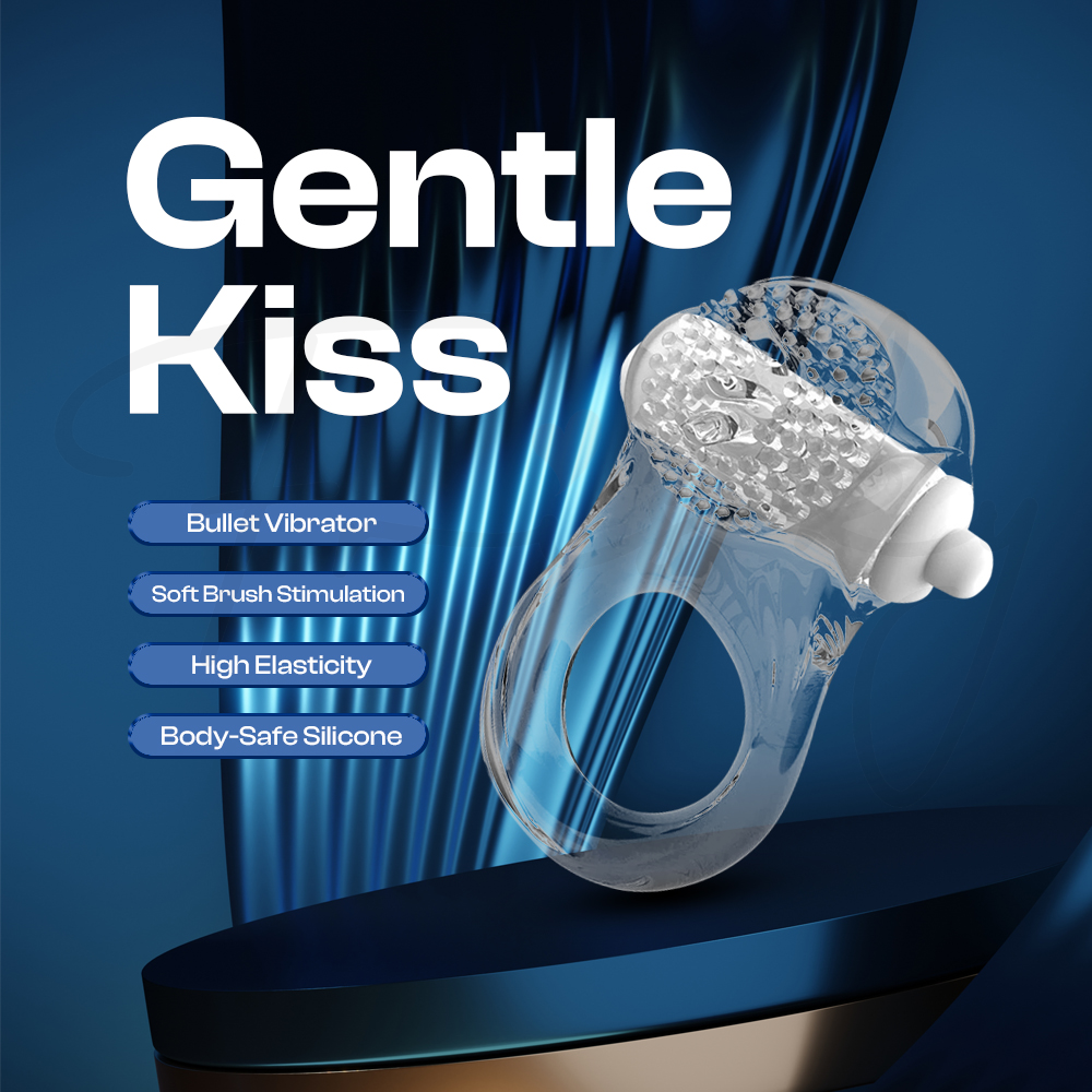 Gentle Kiss - Vibrating Cock Ring Sustain Erection, Adult  Male Penis Sex Toys