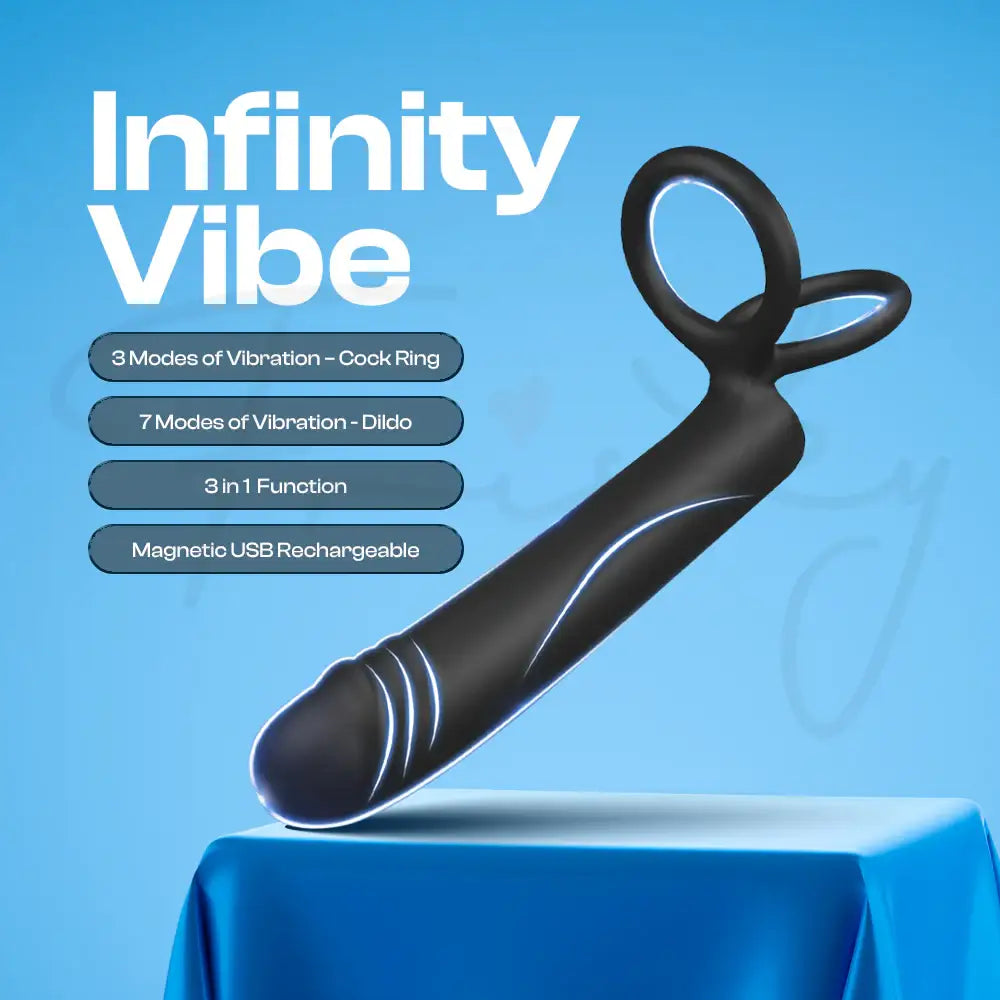Infinity Vibe - Vibrating Cock Ring With Dual Loops + Dildo Vibrator, Adult Male & Couple Rechargeable Sex Toys - Frisky Business Adult Sex Toys Shop