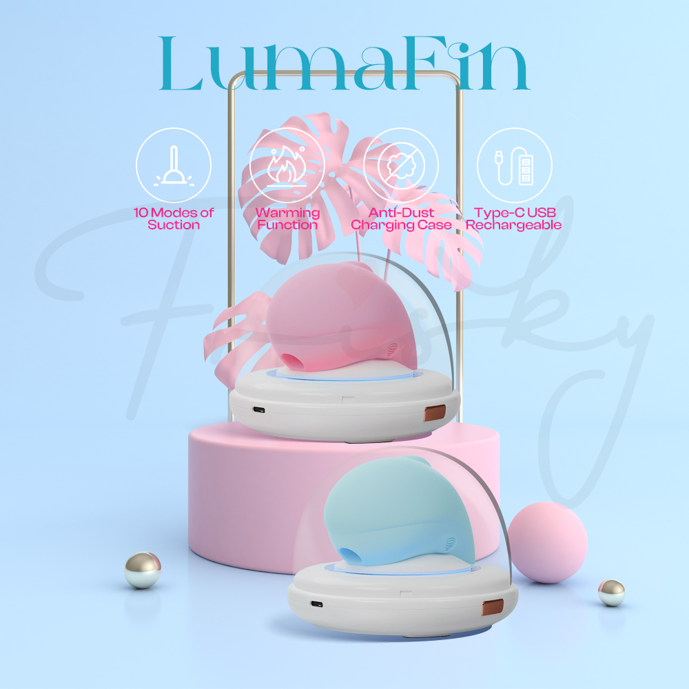 LumaFin - Suction Vibrator with Charging Case UV Sanitizer Night Light,