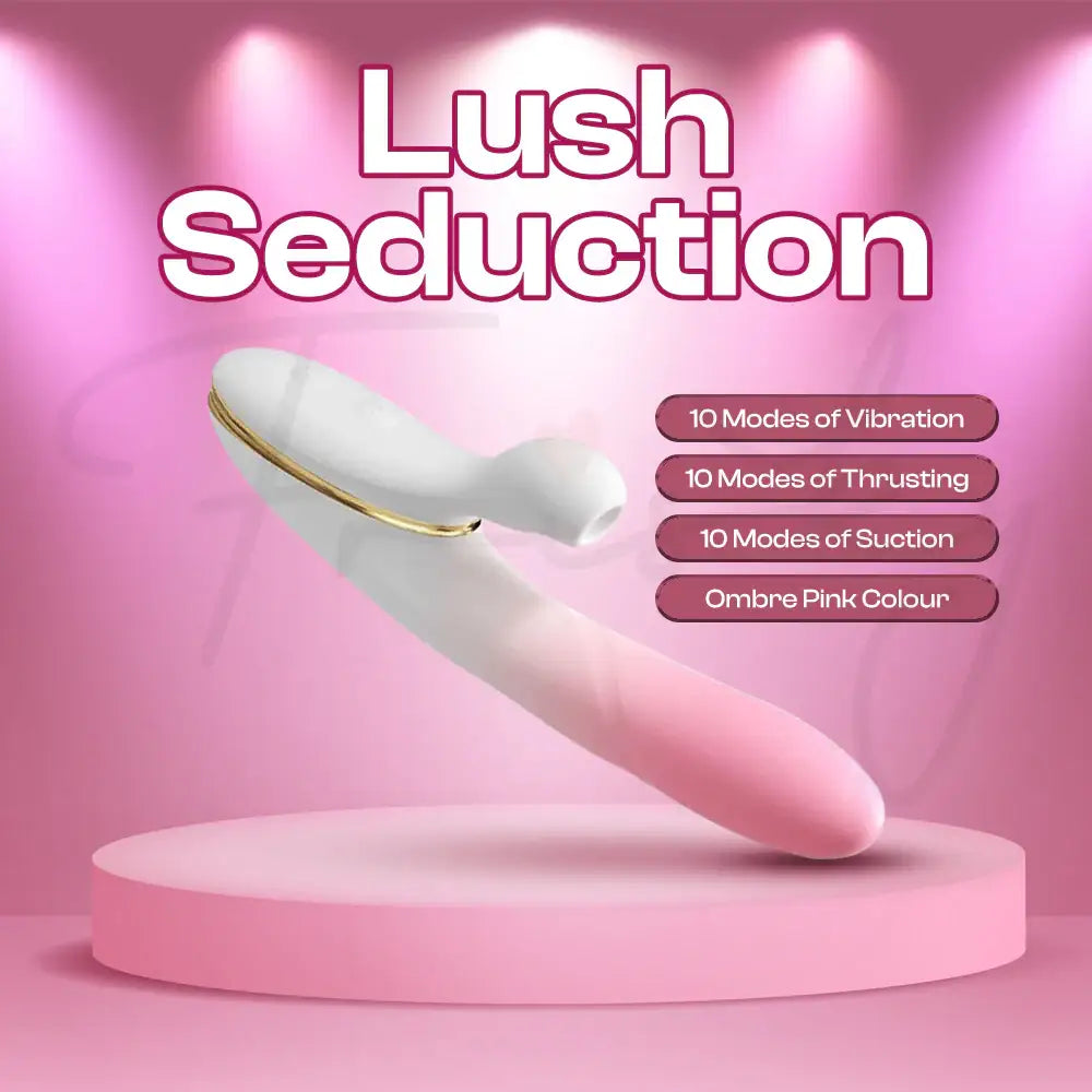 Lush Seduction - Female Ombre Pink Thrusting + Suction Vibrator Sex Toy - Frisky Business Adult Sex Toys Shop