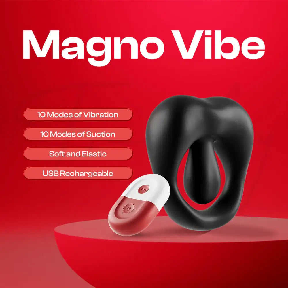 MagnoVibe - Vibrating Cock Ring With Remote Control, Adult Male Rechargeable Penis Sex Toys - Frisky Business Adult Sex Toys Shop